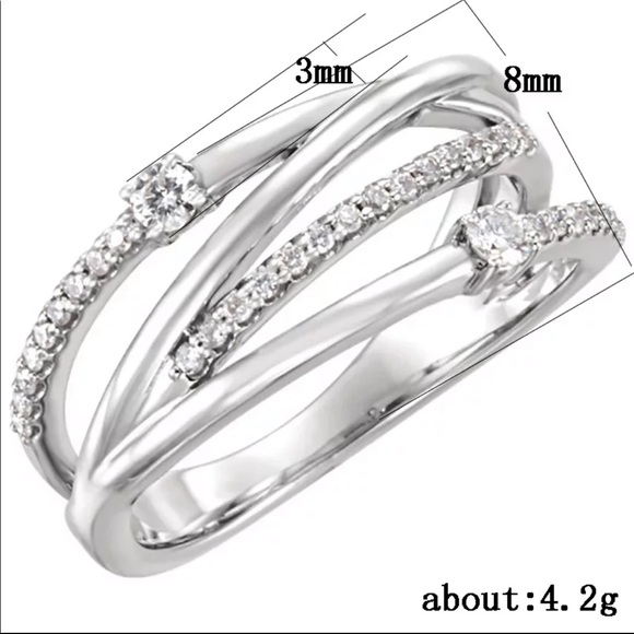 New 925 Silver Stackable Multi Layer Diamond Ring - Picture 4 of 6